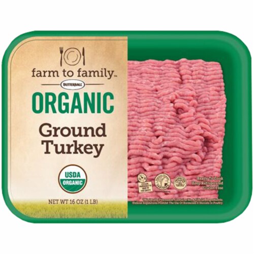 Farm to Family Organic Ground Turkey Perspective: front
