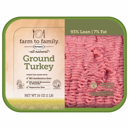 Farm to Family by Butterball 93% Lean/7% Fat Ground Turkey Perspective: front