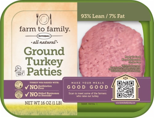 Butterball Farm to Family All Natural Turkey Burger Patties 93% Lean