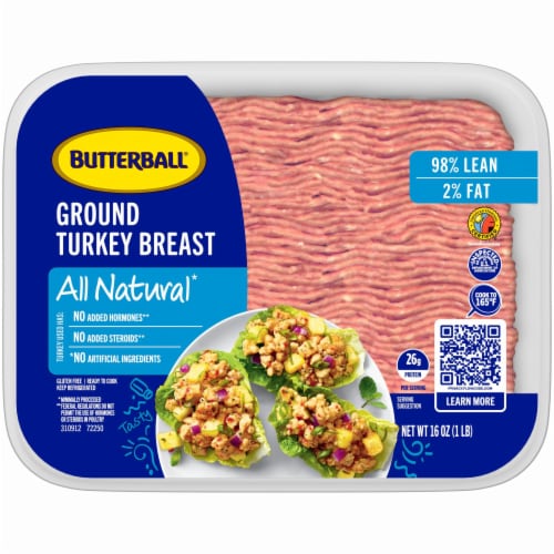 Butterball All Natural Fresh Ground Turkey, 98%/2% Perspective: front