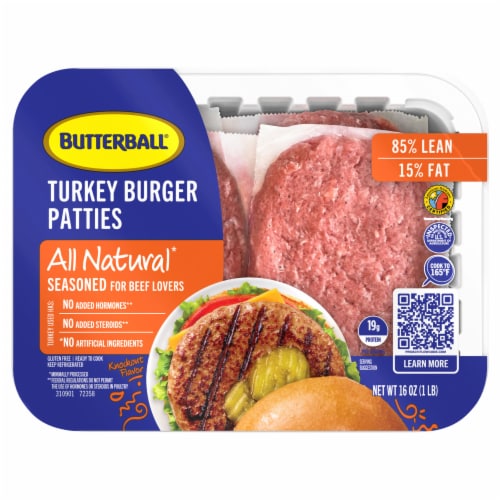 Butterball® All Natural Turkey Burger Patties Perspective: front
