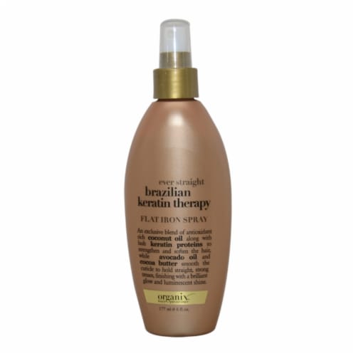 Organix Ever Straight Brazilian Keratin Therapy Flat Iron Spray 6 oz Perspective: front