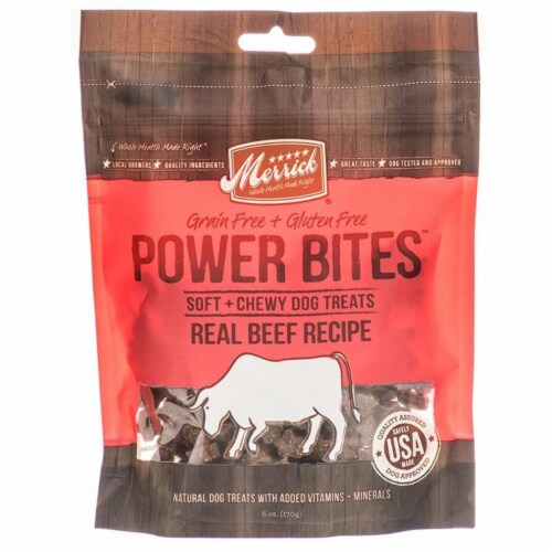 Merrick ME78513 6 oz Power Bites Soft Chewy Dog Treats Real