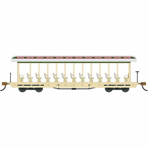 Bachmann BAC19344 Amusemnt PK - Jackson Sharp Open-Sided Excursion Car, Cream & Olive Perspective: front