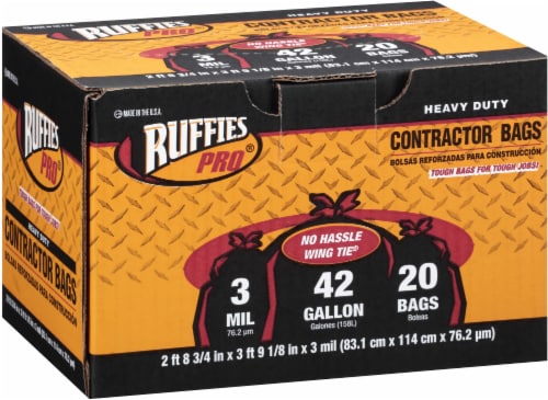 Ruffies Pro Heavy Duty 42 Gallon Contractor Bags, 20 pk - Fry's