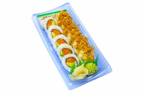 Duo Combo Salmon Avo & Crunchy CA Sushi Roll Perspective: front