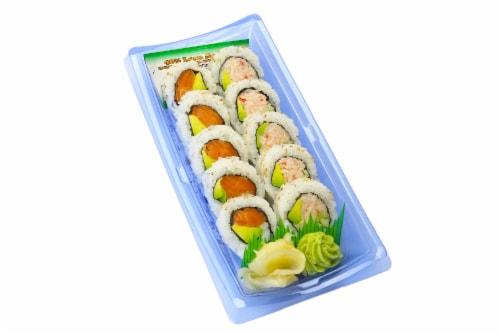 Duo Combo Salmon Avo & CA Salad Sushi Roll Perspective: front
