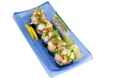Advanced Fresh Concepts Shrimp Ceviche Sushi Roll Perspective: front