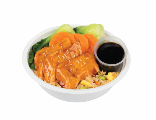 Grilled Salmon Bowl WIth Fried Rice Perspective: front