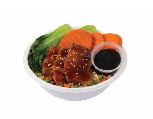 Pork Char Siu Bowl With Fried Rice Perspective: front