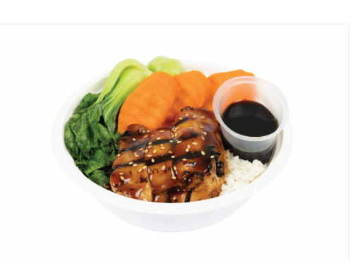 Teriyaki Chicken Bowl With White Rice Perspective: front