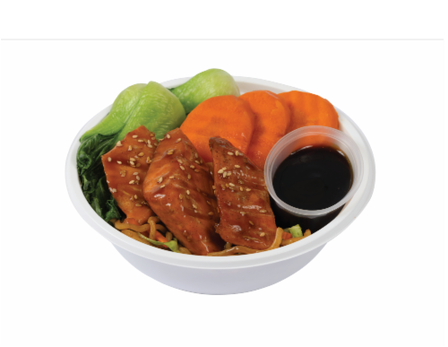 Grilled Salmon Bowl Yakisoba Perspective: front