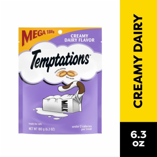 Temptations Classic Creamy Dairy Flavor Crunchy and Soft Adult Cat Treats Perspective: front