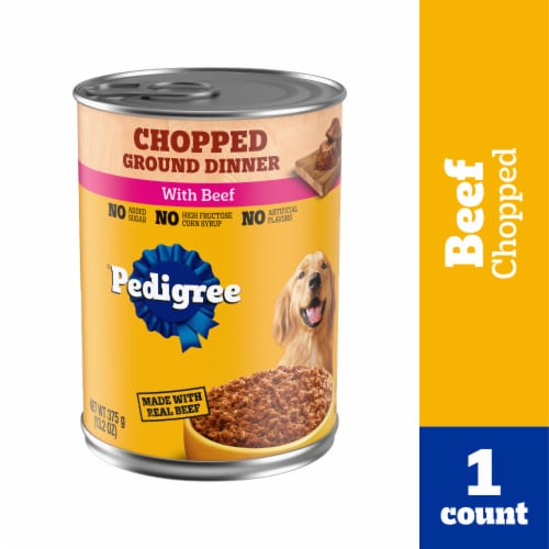 Pedigree Chopped Ground Dinner Adult Canned Soft Wet Dog Food Beef Perspective: front