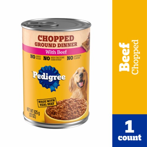 Pedigree Chopped Ground Dinner Adult Canned Soft Wet Dog Food Beef Perspective: front