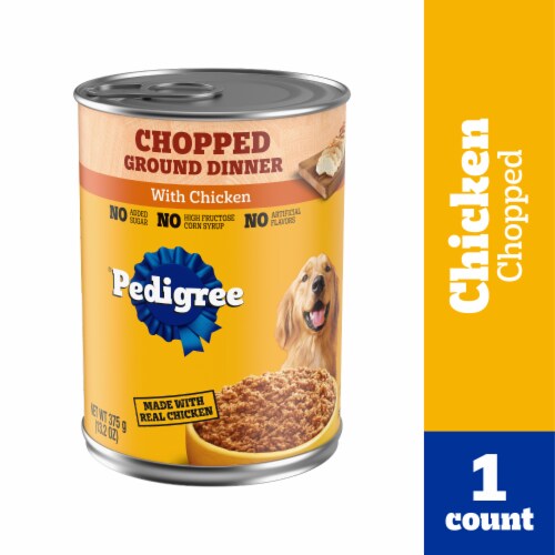 Pedigree Chopped Ground Dinner Adult Canned Soft Wet Dog Food Chicken Perspective: front