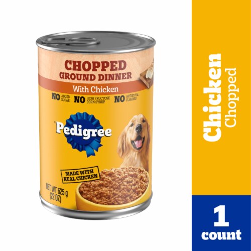 Pedigree Chopped Ground Dinner Adult Canned Soft Wet Dog Food Chicken Perspective: front