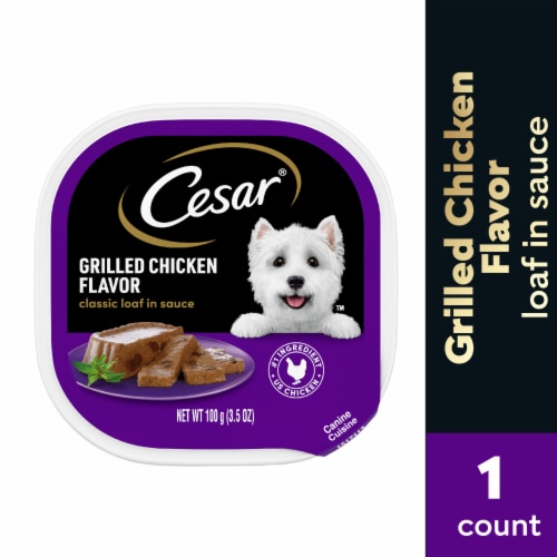 Cesar Adult Soft Wet Dog Food Grilled Chicken Classic Loaf in Sauce Perspective: front