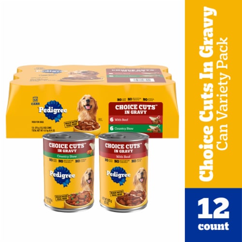 Pedigree Choice Cuts In Gravy Adult Canned Soft Wet Dog Food Beef & Country Stew Variety Pack Perspective: front