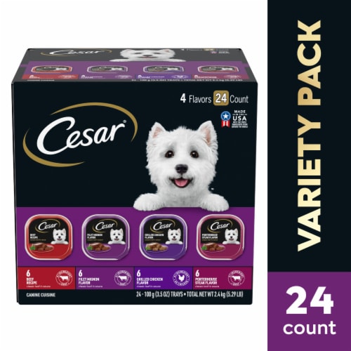 Cesar Adult Soft Wet Dog Food Beef Filet Mignon Chicken & Porterhouse Steak Variety Pack Perspective: front