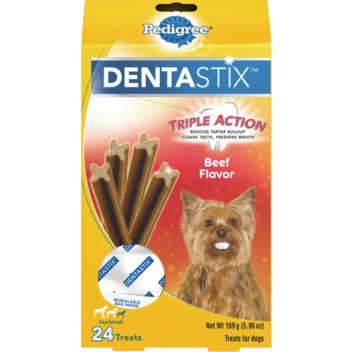 Pedigree Dentastix Triple Action Beef Flavor Mini Dog Treats Perspective: front