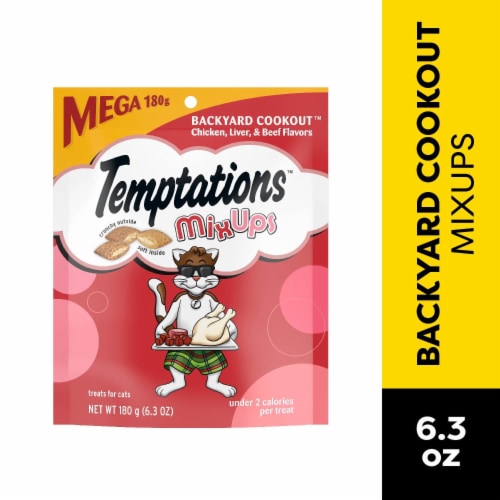 Temptations MixUps Crunchy and Soft Cat Treats Backyard Cookout Flavor Perspective: front