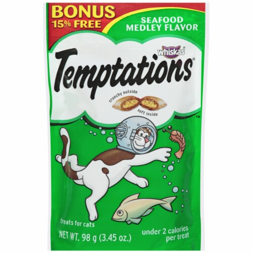 Whiskas® Temptations® Seafood Medley Flavor Cat Treats Perspective: front
