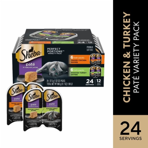 Sheba Perfect Portions Savory Chicken & Roasted Turkey Adult Wet Cat Food Pate Variety Pack