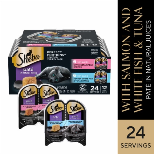 SHEBA Perfect Portions Salmon Whitefish & Tuna Adult Wet Cat Food Pate Variety Pack Perspective: front