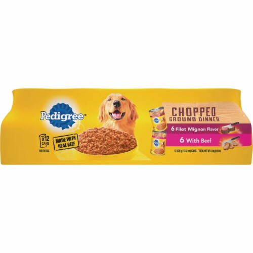 Pedigree® Chopped Ground Dinner Filet Mignon Flavor & with Beef Adult Wet Dog Food Variety Pack Perspective: front
