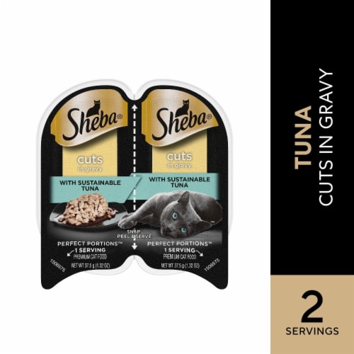 Sheba Perfect Portions Adult Wet Cat Food Cuts in Gravy Sustainable Tuna Perspective: front