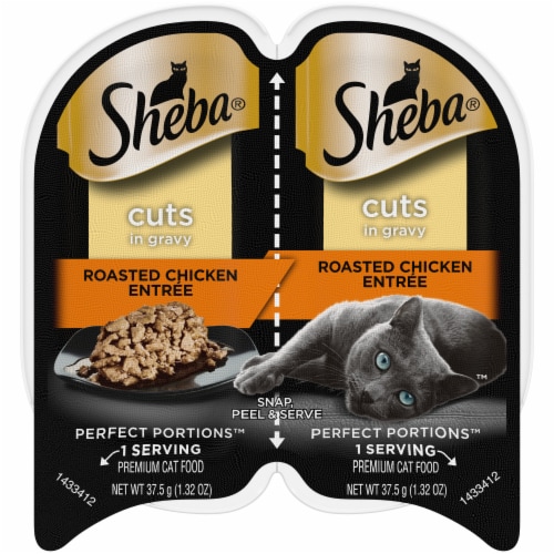 Sheba Perfect Portions Adult Wet Cat Food Cuts in Gravy Roasted Chicken Perspective: front
