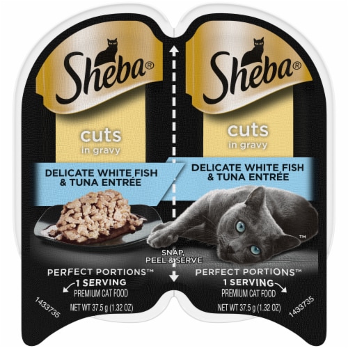 Sheba Cuts In Gravy Perfect Portions White Fish & Tuna Entree Wet Cat Food Twin Pack Perspective: front