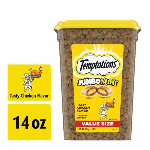 Temptations Jumbo Stuff Tasty Chicken Flavor Cat Treats Perspective: front