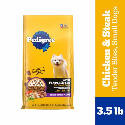 Pedigree Tender Bites Small Dog Adult Dry Dog Food Chicken and Steak Flavor Perspective: front