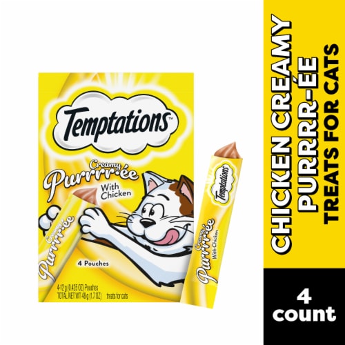 Temptations Creamy Puree Lickable Squeezable Cat Treats with Chicken Perspective: front