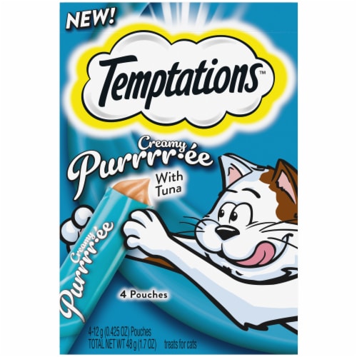 Temptations Creamy Puree with Tuna Lickable Squeezable Adult Cat Treats Perspective: front
