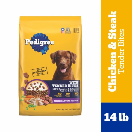 Pedigree Tender Bites Complete Nutrition Adult Dry Dog Food Chicken & Steak Flavor Perspective: front
