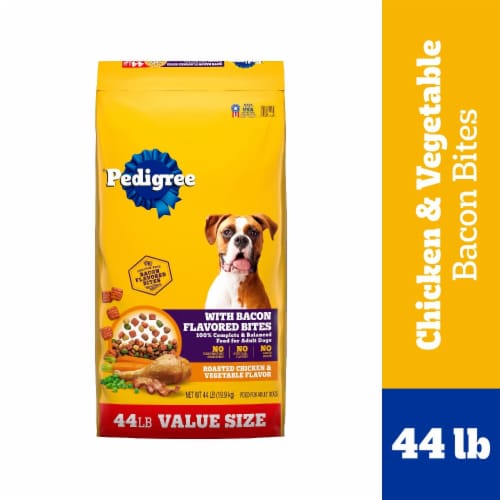 Pedigree Bacon Flavored Bites Adult Dry Dog Food Roasted Chicken & Vegetable Flavor Perspective: front