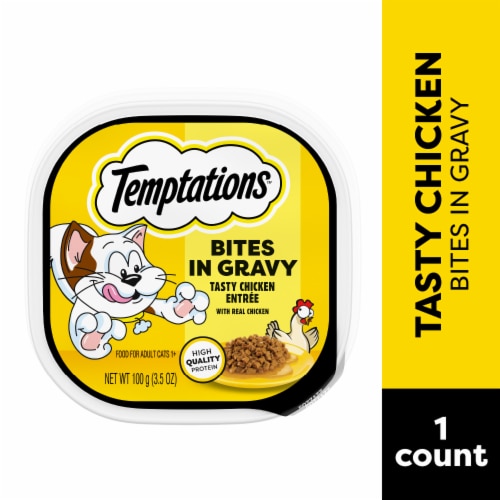 Temptations Bites in Gravy Tasty Chicken Flavor Adult Wet Cat Food Perspective: front
