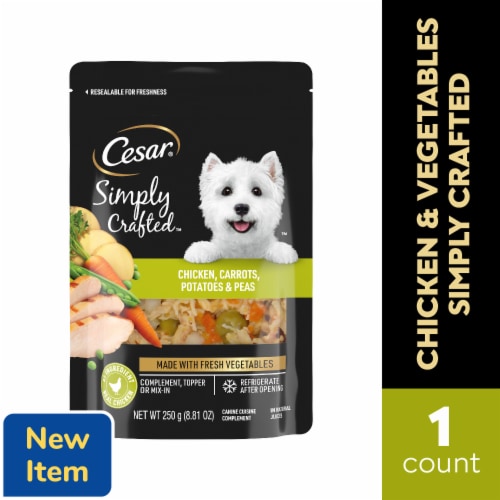 Cesar Simply Crafted Chicken, Carrots, Potatoes & Peas Canine Cuisine Complement 8.81 oz Perspective: front
