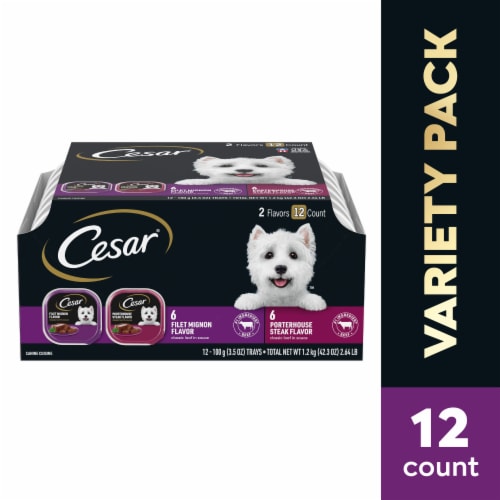 Cesar Classic Loaf in Sauce Filet Mignon & Porterhouse Steak Adult Wet Dog Food Perspective: front