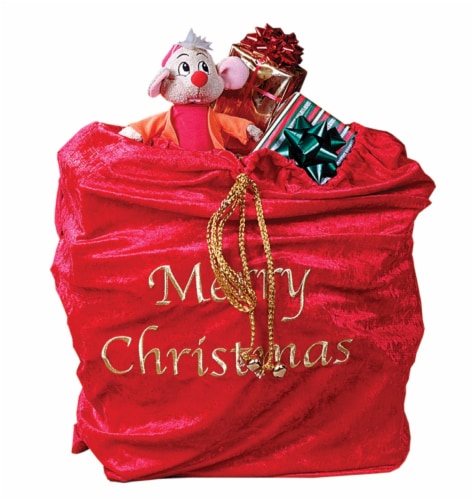 The Costume Center 36 Red and Gold Santa Unisex Adult Christmas Toy Bag Costume Accessory Perspective: front