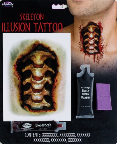 Fun World Skeleton Throat Illusion Tattoo Makeup Kit Perspective: front