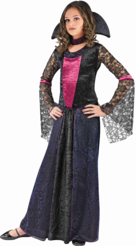 Holiday Times Girls' Large Vampire Costume - Black/Pink Perspective: front