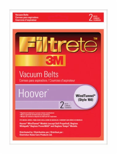 3M FILTRETE 64160-12 PK 2 VACUUM CLEANER BELTS STYLE 160 HOOVER WIND 3037769 