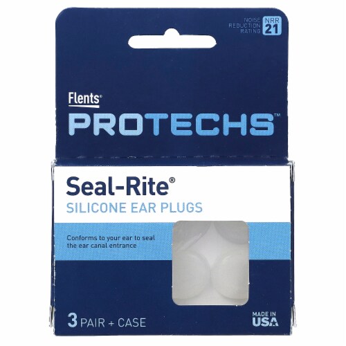 Flents® Protechs Seal-Rite Silicone Ear Plugs - 3 Pair + Case Perspective: front