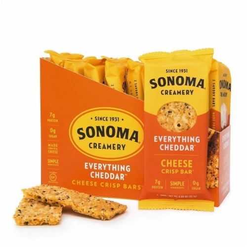 Sonoma Creamery Everything Cheddar Cheese Crisp Bars Perspective: front