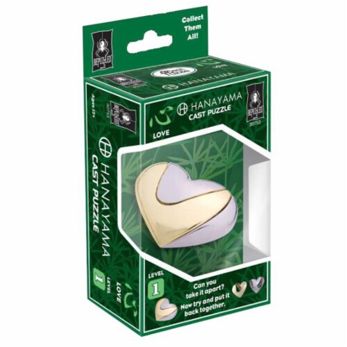 Hanayama Level 1 Love Brain Teaser Cast Puzzle Perspective: front