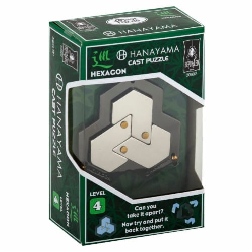 BePuzzled Hexagon Hanayama Cast Metal Puzzle Perspective: front
